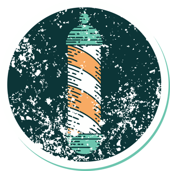 iconic distressed sticker tattoo style image of a barbers pole png