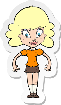 sticker of a cartoon pretty woman png