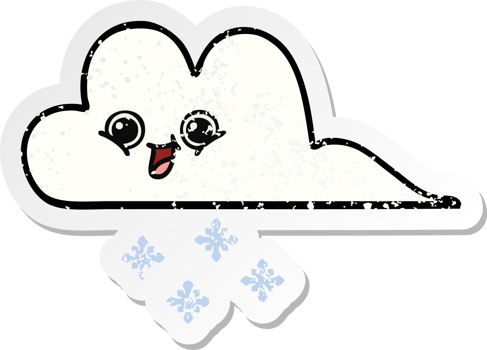 distressed sticker of a cute cartoon snow cloud png
