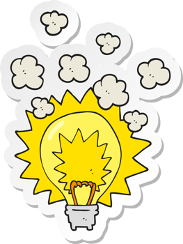 sticker of a cartoon light bulb shining png
