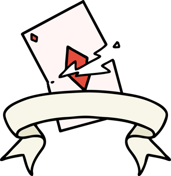 traditional tattoo with banner of a torn card png