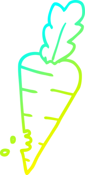 cold gradient line drawing of a cartoon carrot with bite marks png