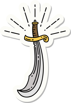 sticker of a tattoo style scimitar sword png