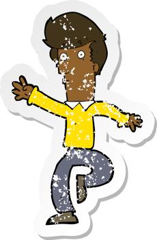 retro distressed sticker of a cartoon rushing man png