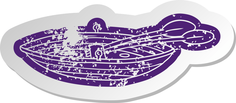 distressed old cartoon sticker of a wooden boat png