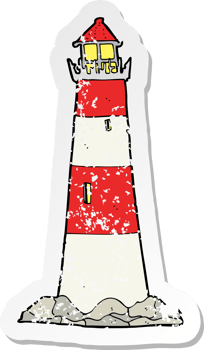 retro distressed sticker of a cartoon light house drawing png