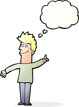 cartoon man with idea with thought bubble png