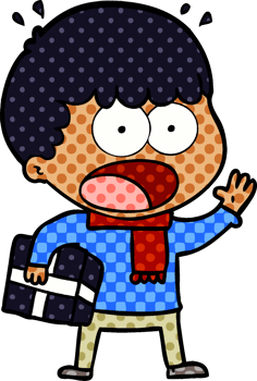 cartoon shocked man with gift png