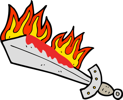 cartoon flaming sword png