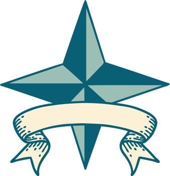 traditional tattoo with banner of a star png