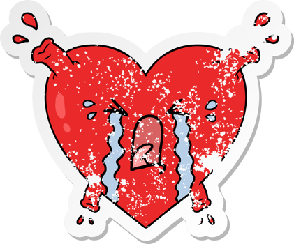 distressed sticker of a cartoon heart png