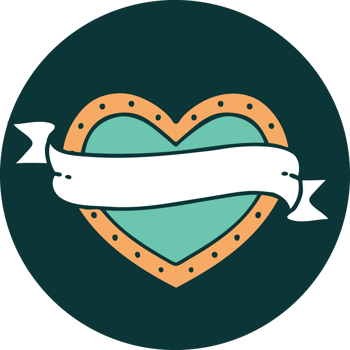 iconic tattoo style image of a heart and banner png