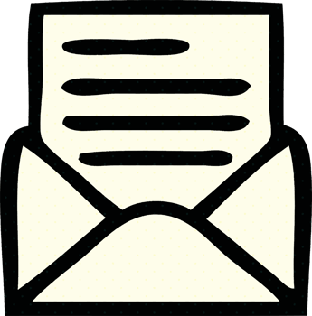 comic book style cartoon of a letter and envelope png