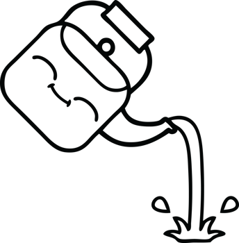 line drawing cartoon of a pouring kettle png