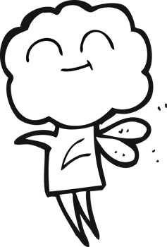 hand drawn black and white cartoon cute cloud head imp png