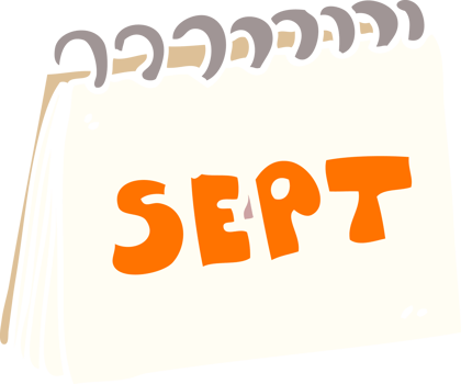 cartoon doodle calendar showing month of september png