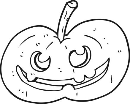 hand drawn black and white cartoon halloween pumpkin png