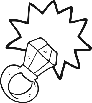 hand drawn black and white cartoon huge engagement ring png