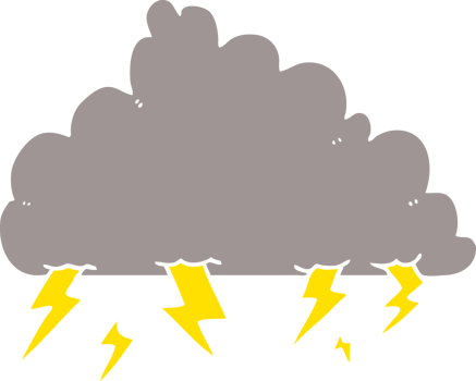 flat color style cartoon thundercloud png