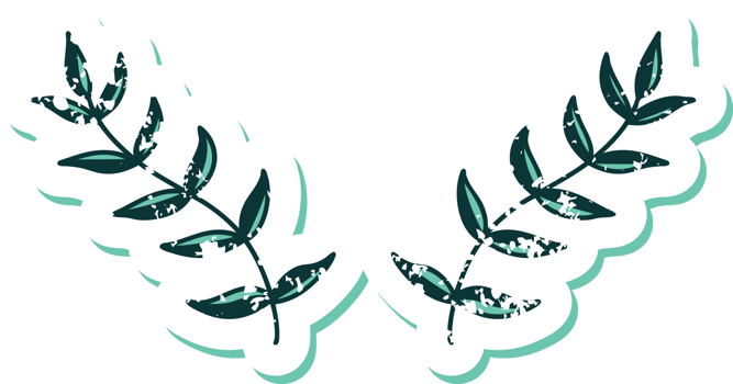 iconic distressed sticker tattoo style image of leaves png