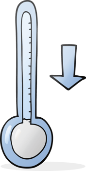 hand drawn cartoon dropping temperature png