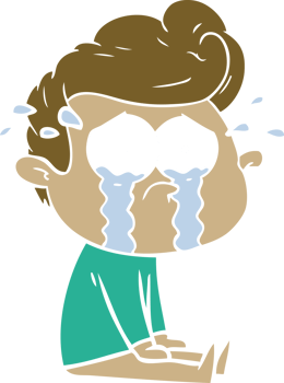 flat color style cartoon crying man png