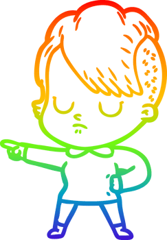 rainbow gradient line drawing of a cartoon woman png