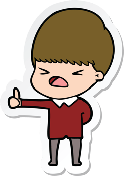 sticker of a cartoon stressed man png