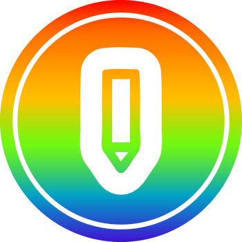 simple pencil circular icon with rainbow gradient finish png