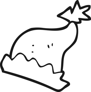 hand drawn black and white cartoon santa hat png