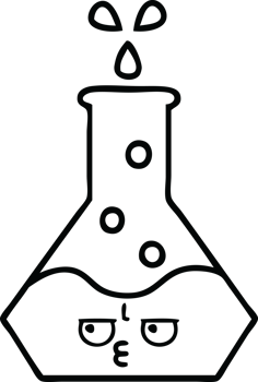 line drawing cartoon of a science beaker png