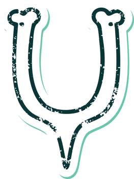 iconic distressed sticker tattoo style image of a wish bone png