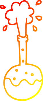 warm gradient line drawing of a cartoon boiling science beaker png