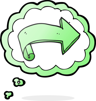 hand drawn thought bubble cartoon arrow png