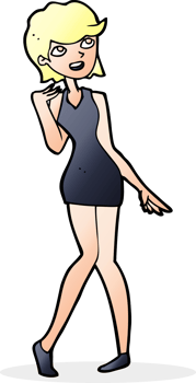 cartoon woman in cocktail dress png
