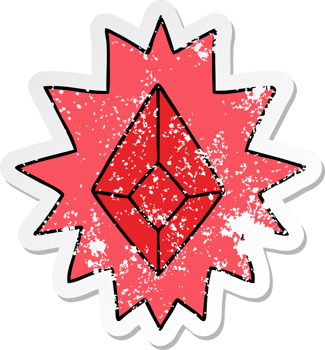 hand drawn distressed sticker cartoon doodle of a red bright jewel png