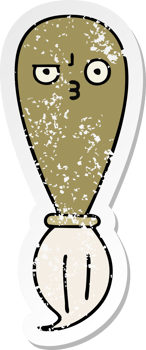 distressed sticker of a cute cartoon paint brush png