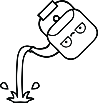 line drawing cartoon of a pouring kettle png