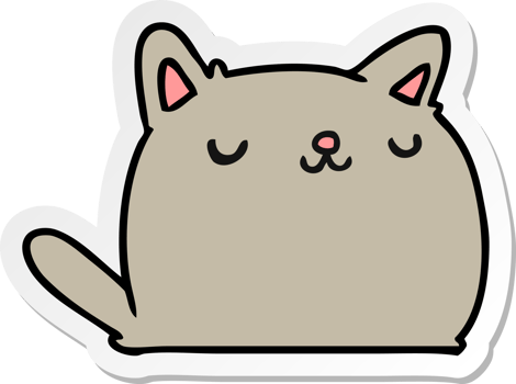sticker cartoon illustration of cute kawaii cat png