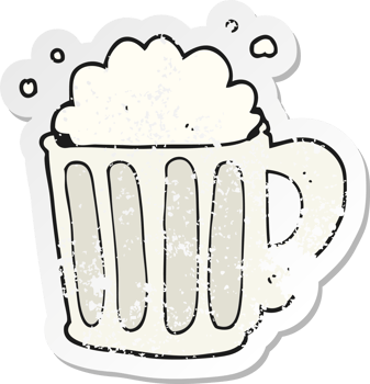 retro distressed sticker of a cartoon beer png