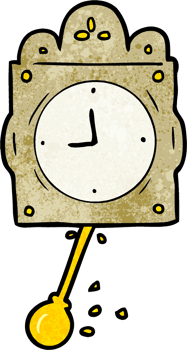 cartoon ticking clock with pendulum png