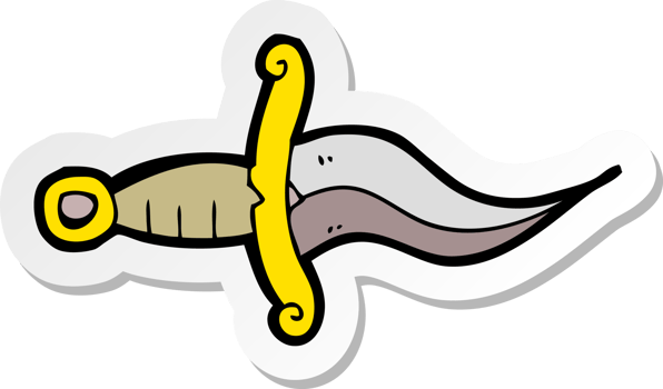 sticker of a cartoon knife tattoo png