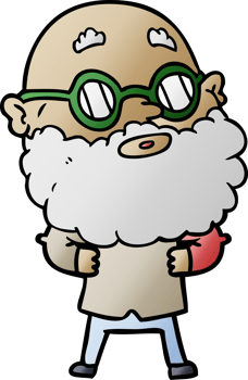cartoon curious man with beard and glasses png