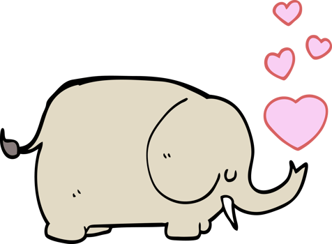 cute cartoon elephant with love hearts png