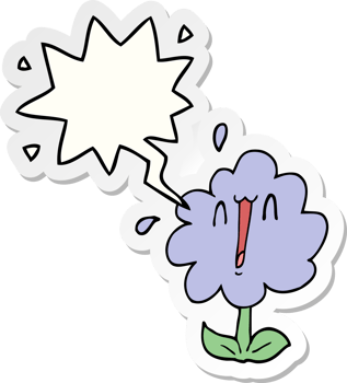 cartoon flower with speech bubble sticker png