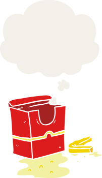 cartoon fries with thought bubble in retro style png