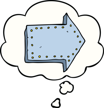 cartoon pointing arrow with thought bubble png