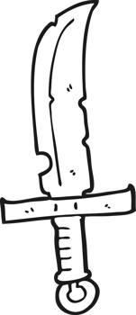 black and white cartoon knife png