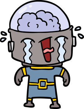 cartoon crying robot png