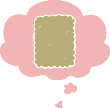 cartoon biscuit with thought bubble in retro style png